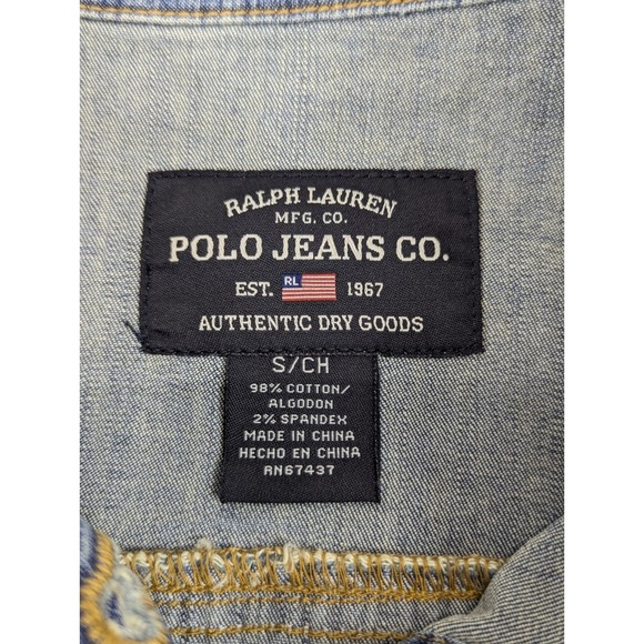 Ralph Lauren‎ Polo Jean Jacket Womans Small Trucker Denim Coat Vintage Y2K Blue - Picture 8 of 13